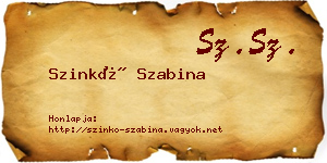 Szinkó Szabina névjegykártya